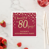 80e Verjaardagsfeest Bourgogne Rood en Gouden Diam Servet (Insitu)