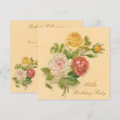80e verjaardagsfeest Chic Rozen Kaart (Voorkant / Achterkant)