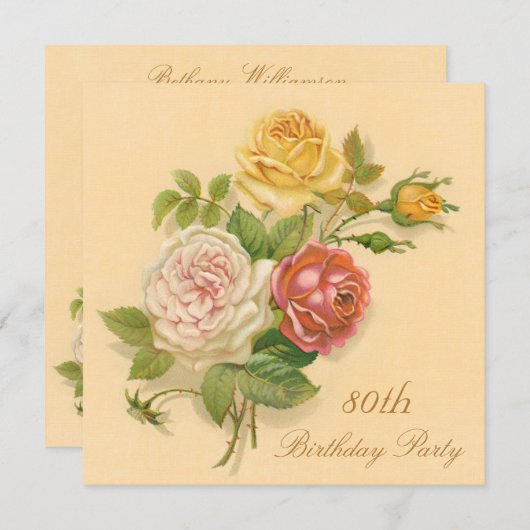 80e verjaardagsfeest Chic  Rozen Kaart (Voorkant / Achterkant)