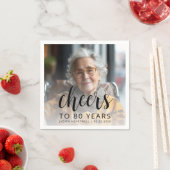 80e verjaardagsfeest Foto Black Script Cheers Servet (Insitu)