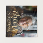 80e Verjaardagsfeest Foto Gold Script Cheers Wandkleed (Voorkant (horizontaal))
