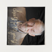 80e Verjaardagsfeest Foto Gouden Script Proost Wandkleed (Voorkant (horizontaal))