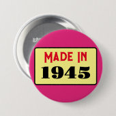 80e Verjaardagsfeest geboren 1945 80 pin Ronde Button 7,6 Cm (Voorkant /achterkant)