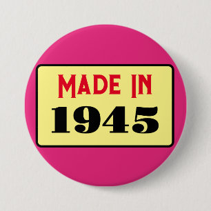 80e Verjaardagsfeest geboren 1945 80 pin Ronde Button 7,6 Cm