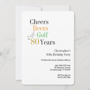 80e Verjaardagsfeest Golf Cheers Bieren Minimal Kaart
