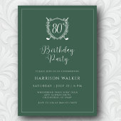80e Verjaardagsfeest Golf Crest Elegant Schrift Sa Kaart
