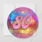 80e Verjaardagsfeest Goud Roze Glitter Disco Bal Kaart (Achterkant)