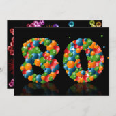 80e verjaardagsfeest, met bubbels en ballen kaart (Voorkant / Achterkant)