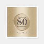 80e Verjaardagsfeest Monogram Gold Elegant Servet (Voorkant)