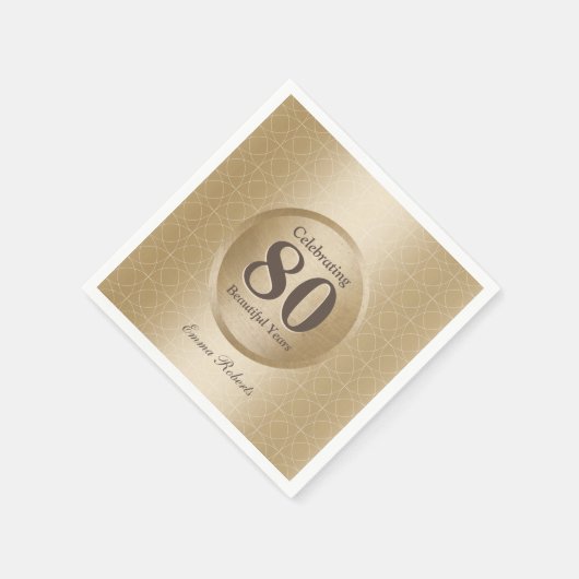 80e Verjaardagsfeest Monogram Gold Elegant Servet (Hoek)