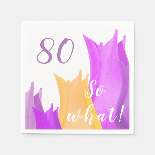 80e Verjaardagsfeest Motivatie Tulpen Servet (Voorkant)