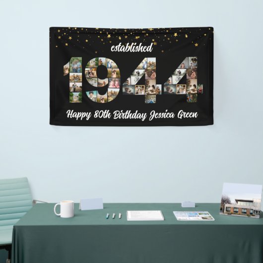 80e verjaardagsfeest Photo Collage Opgericht 1944 Spandoek (Beurs)