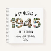 80e verjaardagsfeest Photo Collage Opgericht 1945 Notitieboek (Voorkant)
