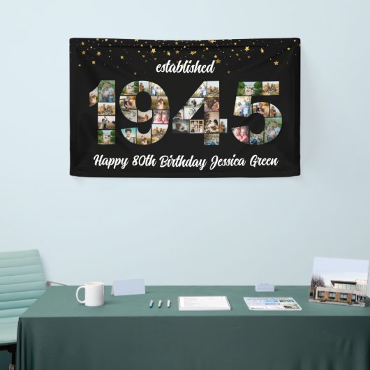 80e verjaardagsfeest Photo Collage Opgericht 1945 Spandoek (Beurs)