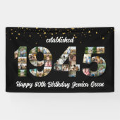 80e verjaardagsfeest Photo Collage Opgericht 1945 Spandoek (Horizontaal)