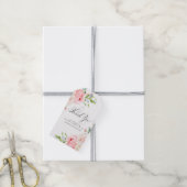 80e Verjaardagsfeest Roze Bloemstuk Aangepaste Fav Cadeaulabel (Met Touw)