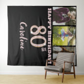 80e verjaardagsfeest, roze gouden glitter & 3 foto wandkleed (In Situ (horizontaal))