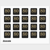 80e Verjaardagsfeest Script Zwart Goud Tachtig Vierkante Sticker (Vel)