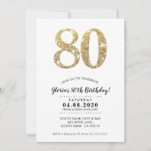 80E VERJAARDAGSFEEST UITNODIGEN moderne gouden gli Kaart (Voorkant)