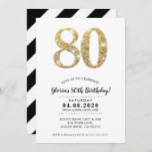 80E VERJAARDAGSFEEST UITNODIGEN moderne gouden gli Kaart (Voorkant / Achterkant)