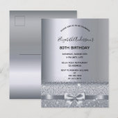 80e verjaardagsfeest zilveren glinsterende uitnodi briefkaart (Voorkant / Achterkant)