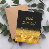 80e verjaardagsfeest zwart goud boog kaart