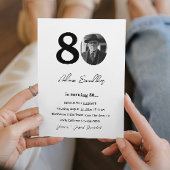 80e verjaardagsfeest zwart-wit kaart