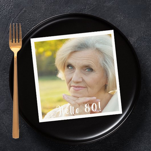 80e verjaardagsfeestfoto hallo 80 vrouwen servet