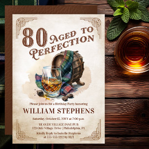 80e Verjaardagsfeestje Aged to Perfection Scotch Kaart