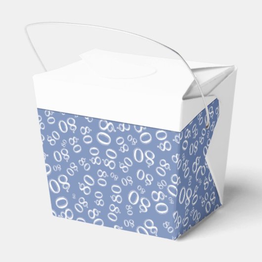 80e verjaardagsfeestje blauw/wit nummerpatroon bedankdoosjes (Achterkant)