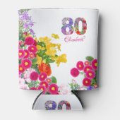 80e verjaardagsfeestje bloemboeket koelbox blikjeskoeler (Voorkant)