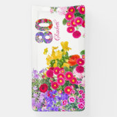 80e verjaardagsfeestje Bloemen Boeket Banner (Verticaal)