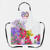 80e verjaardagsfeestje Bloemen Boeket schort (Voorkant)