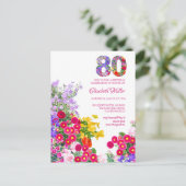 80e verjaardagsfeestje Bloemen Moderne uitnodiging (Staand voorkant)