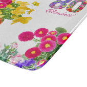 80e verjaardagsfeestje bloemenboeket snijplank (Hoek)