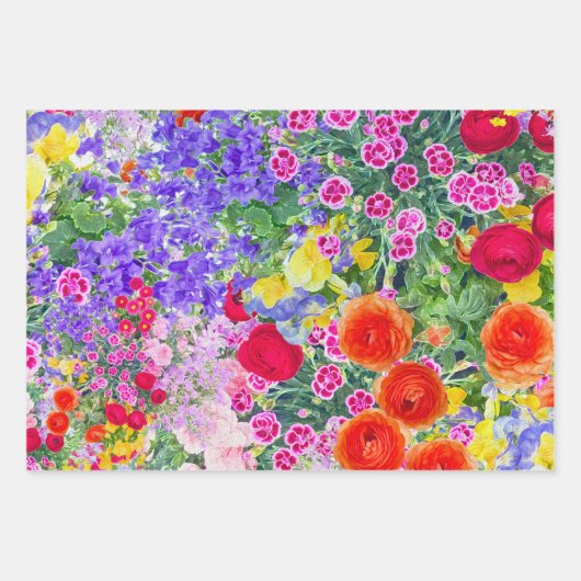 80e verjaardagsfeestje bloemenmodern inpakpapier (Voorkant 2)