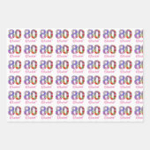 80e verjaardagsfeestje bloemenmodern inpakpapier (Voorkant)