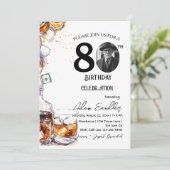 80e verjaardagsfeestje en whisky en drinken kaart (Staand voorkant)