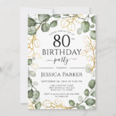 80e verjaardagsfeestje eucalyptus Waterverf Kaart (Voorkant)