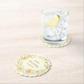 80e verjaardagsfeestje Goud Roos Ivoor Wit Kartonnen Onderzetters (Insitu)