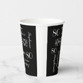 80e verjaardagsfeestje Herhalende namen Zwart Wit Papieren Bekers (Rechts)