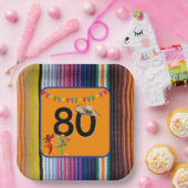 80e verjaardagsfeestje Mexicaans ontwerp Papieren Bordje (Feest)
