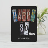 80e verjaardagsfeestje-oude licentie borden kaart (Staand voorkant)