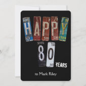 80e verjaardagsfeestje-oude licentie borden kaart (Voorkant)