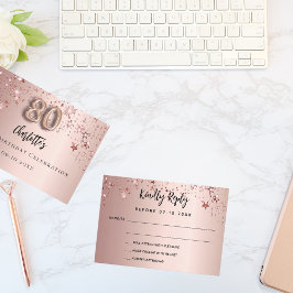 80e verjaardagsfeestje roos gouden sterren RSVP-ka RSVP Kaartje