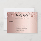 80e verjaardagsfeestje roos gouden sterren RSVP-ka RSVP Kaartje (Voorkant)