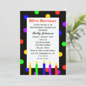 80e Verjaardagsfeestje Uitnodigingskaarsen en Stip Kaart (Staand voorkant)