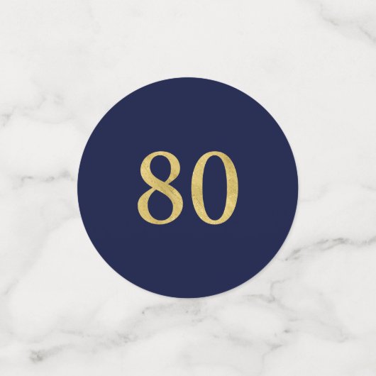 80e verjaardagsfeestje van Gold & Navy Confetti (Kleine voorkant)