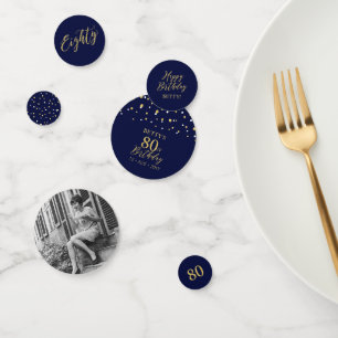 80e verjaardagsfeestje van Gold & Navy Confetti