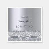 80e verjaardagsfeestje zilveren strik elegant servet (Voorkant)